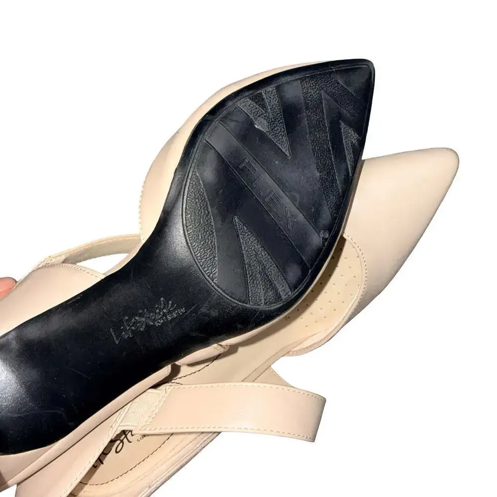 LifeStride Suki Nude Pointed Toe Kitten Heel Pumps Size 8.5M